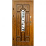 Вхідні вуличні двері Magda 318 ковка №1 Т-2.24 Дуб золотий+патина