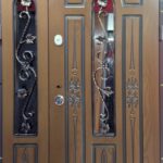 Вхідні вуличні двері Magda 318 ковка №1/1 Т-2.24 Коричневий полімер+патина