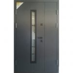 Вхідні вуличні двері Magda Т-15 Сірі(7024) скло №1 /814  Термо біле дерево